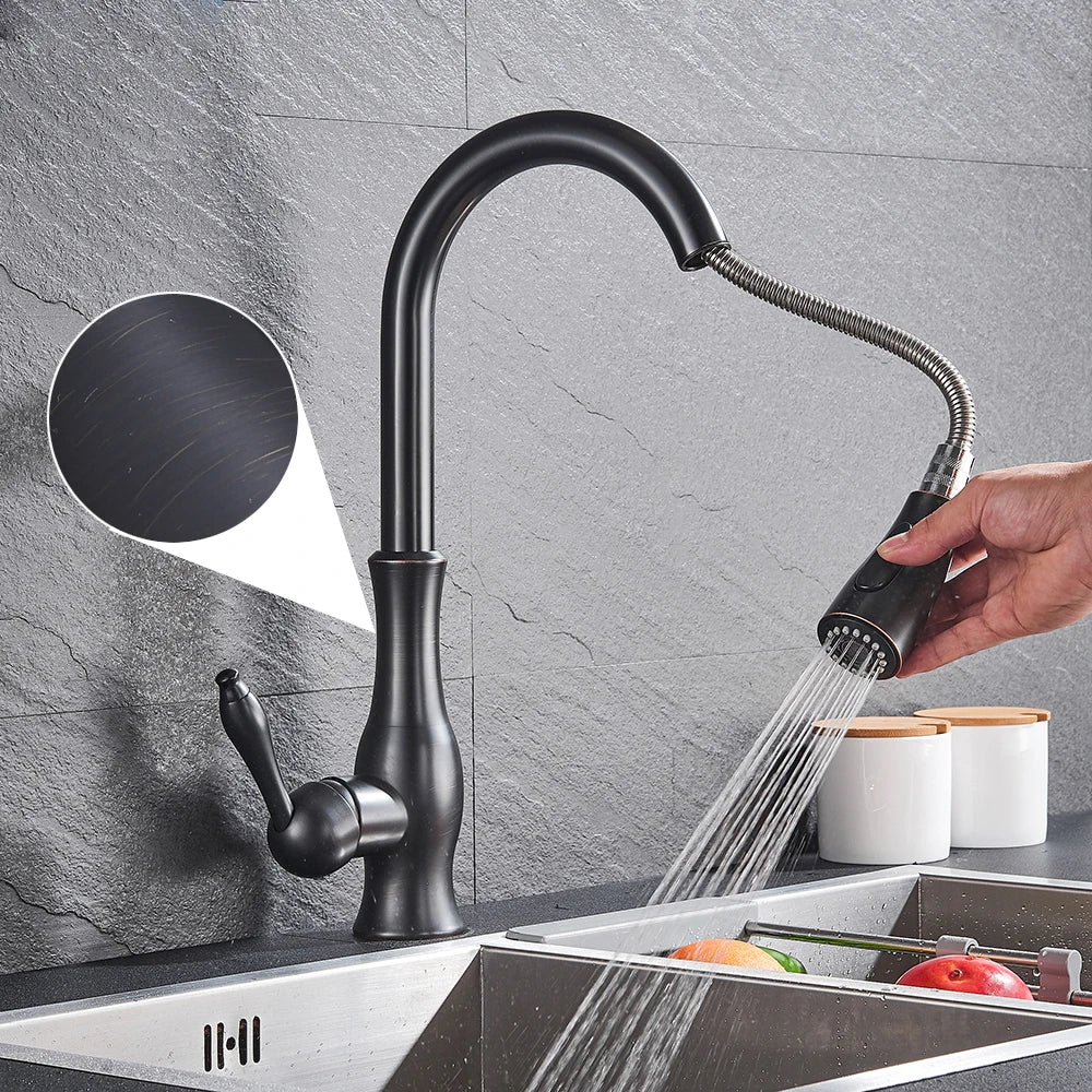 Solid Brass Pull-Down & 360° Swivel Kitchen Faucet