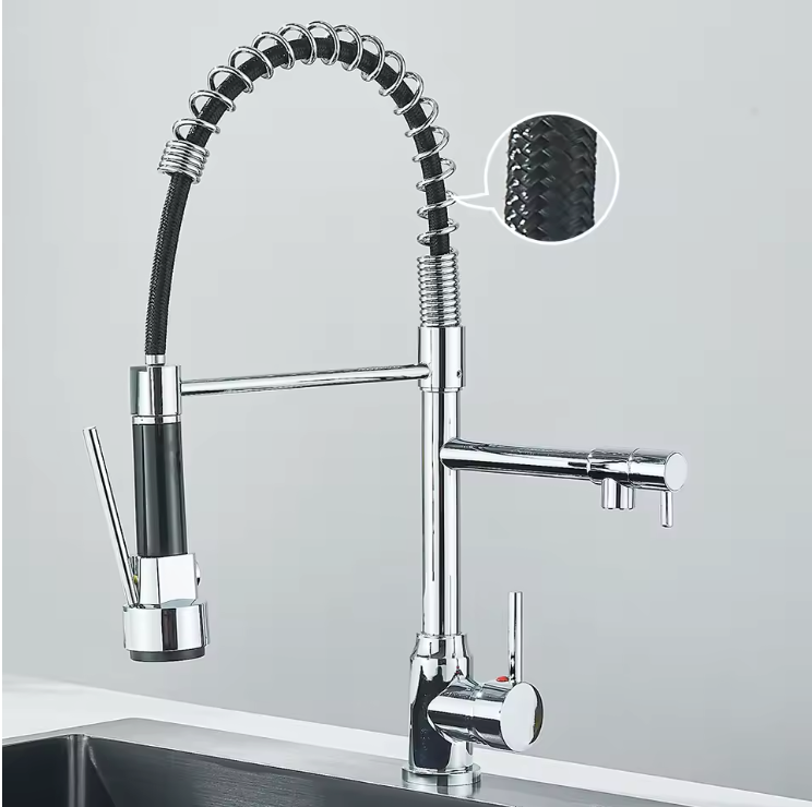 Solid Brass Pull-Down Kitchen Faucet (Ceramic Disc Cartridge)