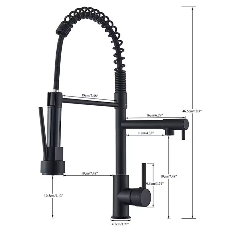 Solid Brass Pull-Down Kitchen Faucet (Ceramic Disc Cartridge)