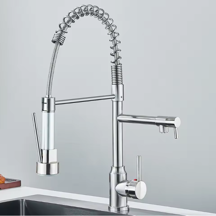Solid Brass Pull-Down Kitchen Faucet (Ceramic Disc Cartridge)