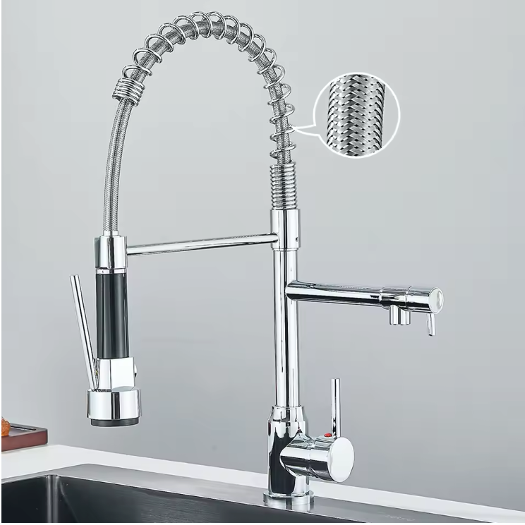 Solid Brass Pull-Down Kitchen Faucet (Ceramic Disc Cartridge)