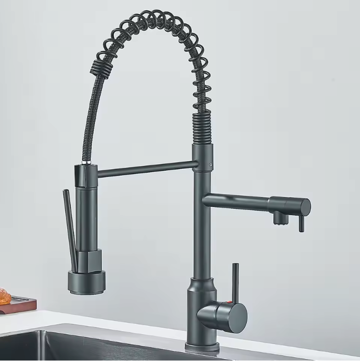 Solid Brass Pull-Down Kitchen Faucet (Ceramic Disc Cartridge)