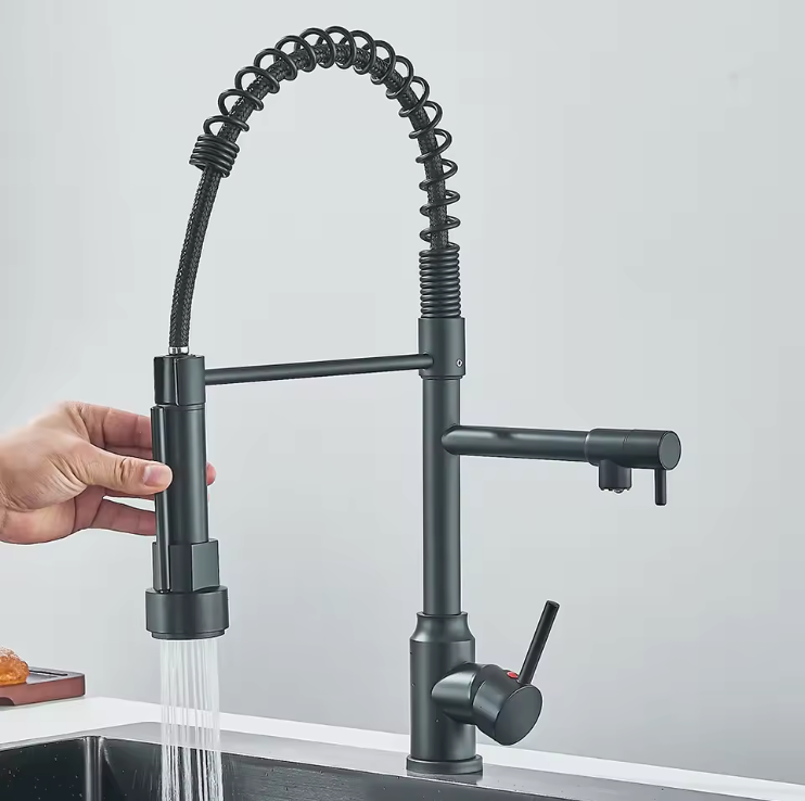 Solid Brass Pull-Down Kitchen Faucet (Ceramic Disc Cartridge)