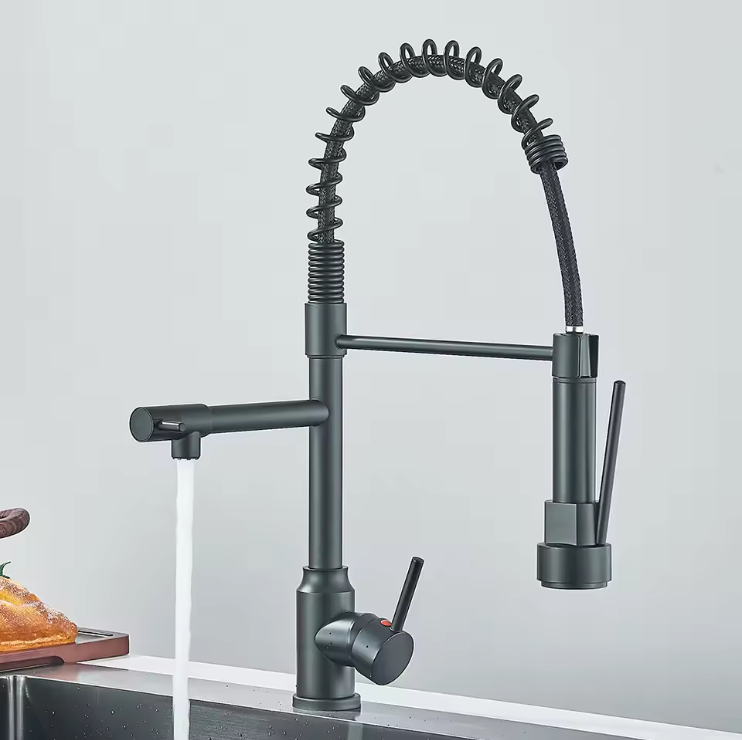 Solid Brass Pull-Down Kitchen Faucet (Ceramic Disc Cartridge)