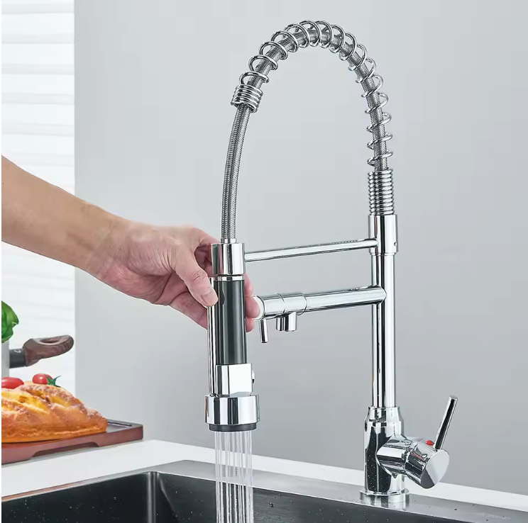 Solid Brass Pull-Down Kitchen Faucet (Ceramic Disc Cartridge)