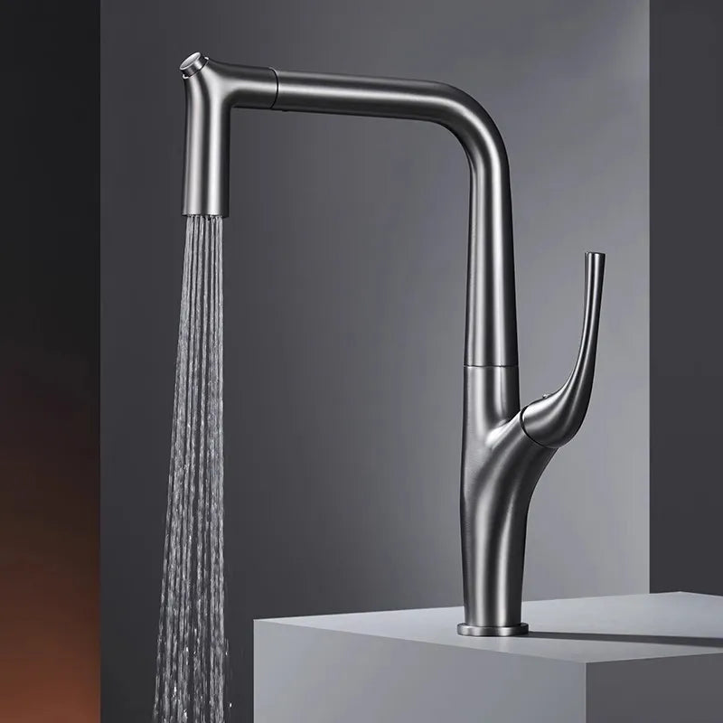 Solid Brass Pull-Out 360° Swivel Kitchen Faucet