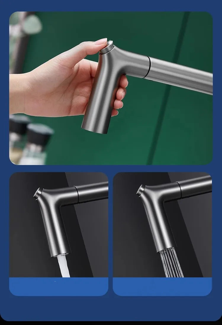 Solid Brass Pull-Out 360° Swivel Kitchen Faucet