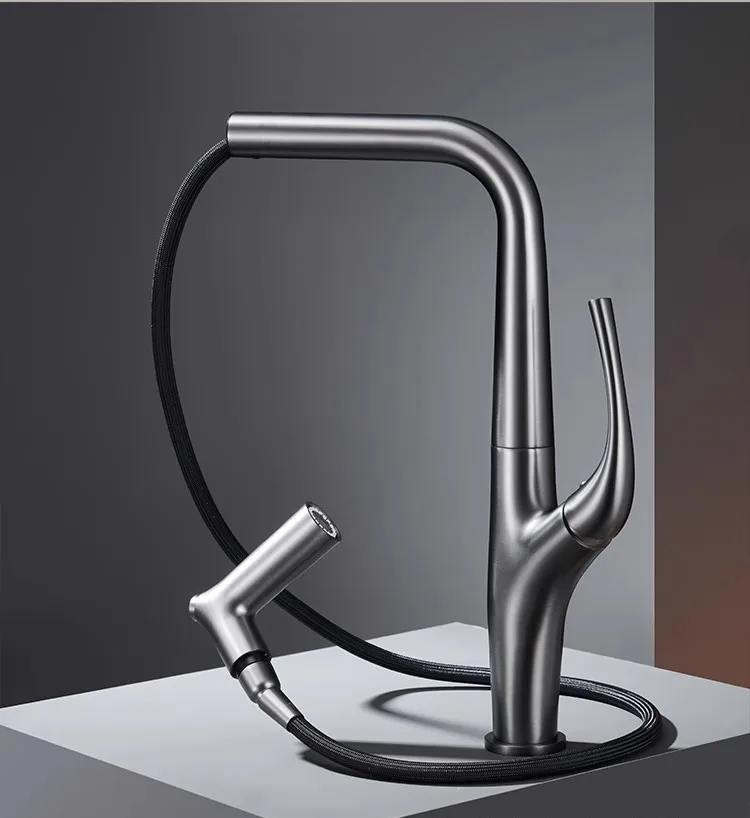 Solid Brass Pull-Out 360° Swivel Kitchen Faucet