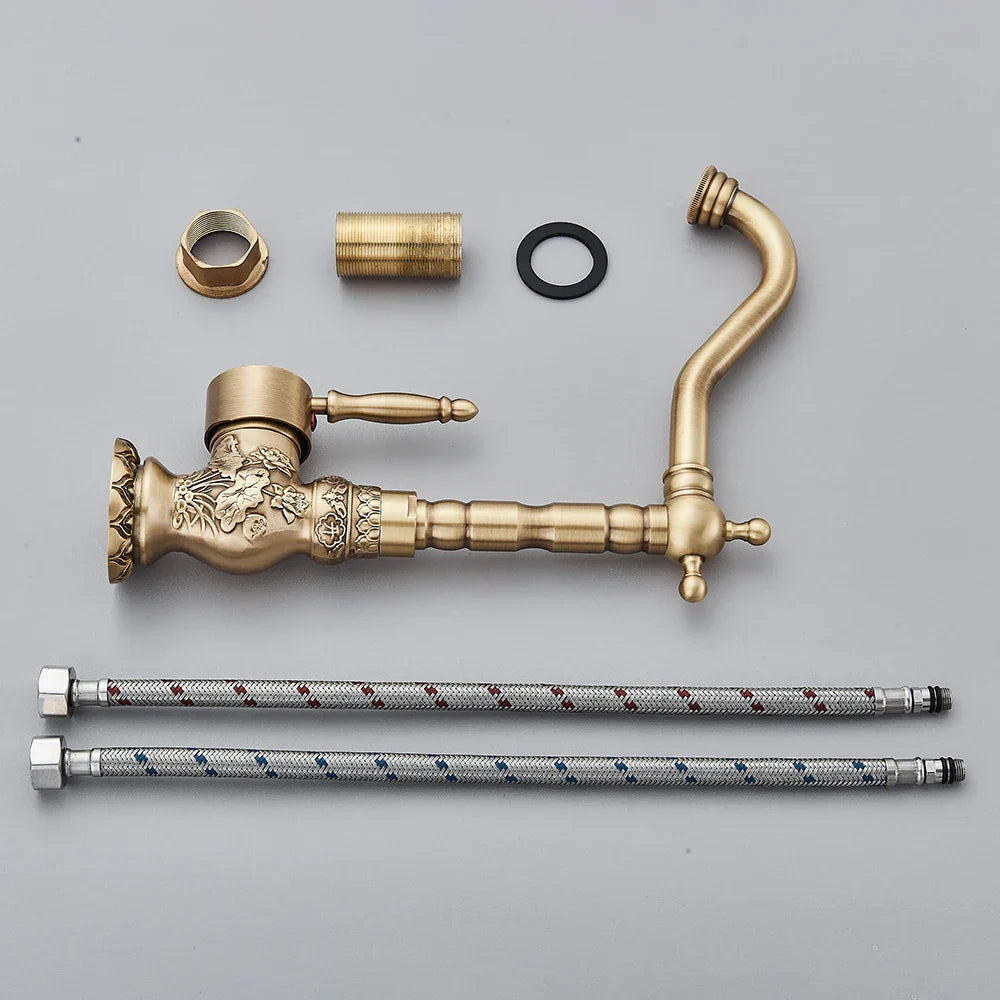 Solid Brass Pull-Out & 360° Swivel Kitchen Faucet (Oil-Rubbed Bronze)