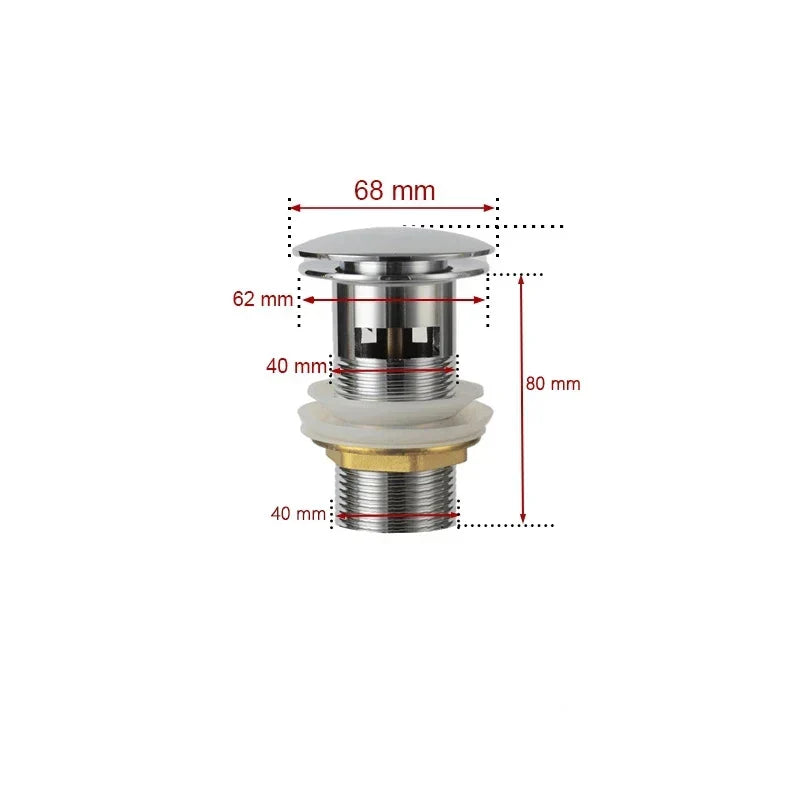 Solid Brass Push-Down Pop-Up Sink Drain (2.6-Inch)