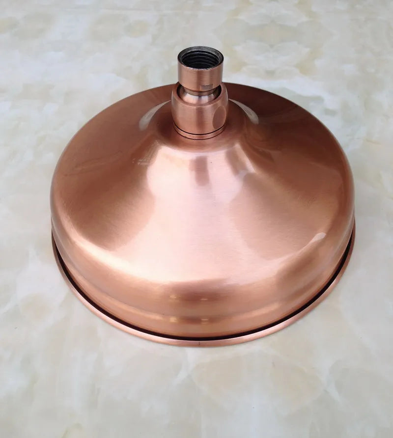 Solid Brass Rainfall Shower Head (8-Inch, Antique Red Copper)