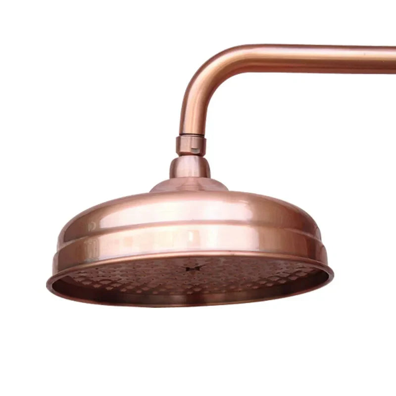 Solid Brass Rainfall Shower Head (8-Inch, Antique Red Copper)