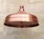 Solid Brass Rainfall Shower Head (8-Inch, Antique Red Copper)