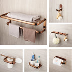 Solid Brass Rose Gold Wall-Mounted Bathroom Hardware Set (5-Piece)