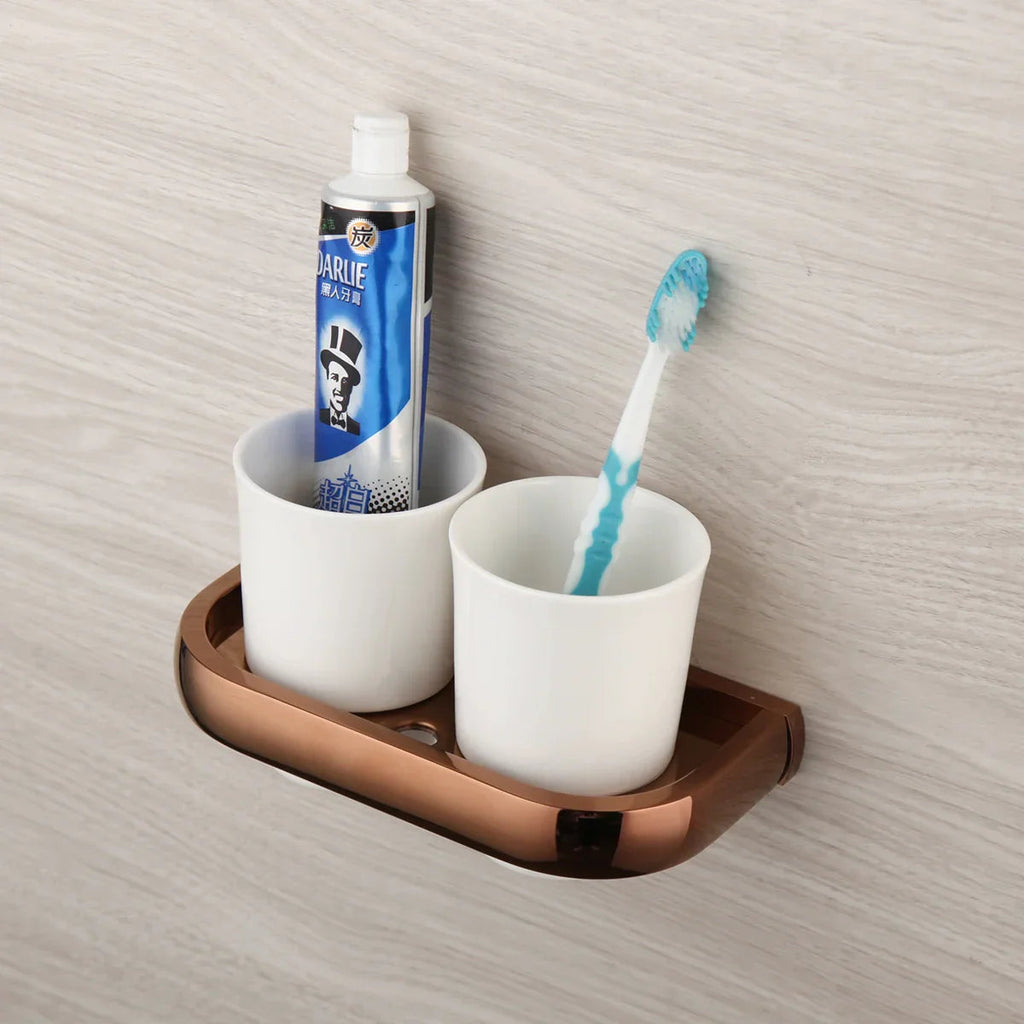 Solid Brass Rose Gold Wall-Mounted Bathroom Hardware Set (5-Piece)