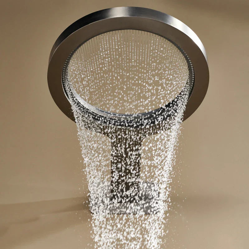 Solid Brass Round Rain Shower Faucet Set (Wall-Mount)