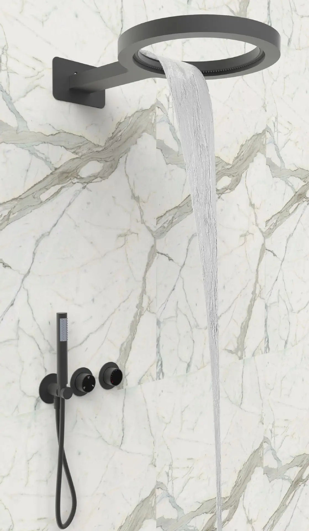 Solid Brass Round Rain Shower Faucet Set (Wall-Mount)