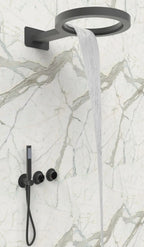 Solid Brass Round Rain Shower Faucet Set (Wall-Mount)