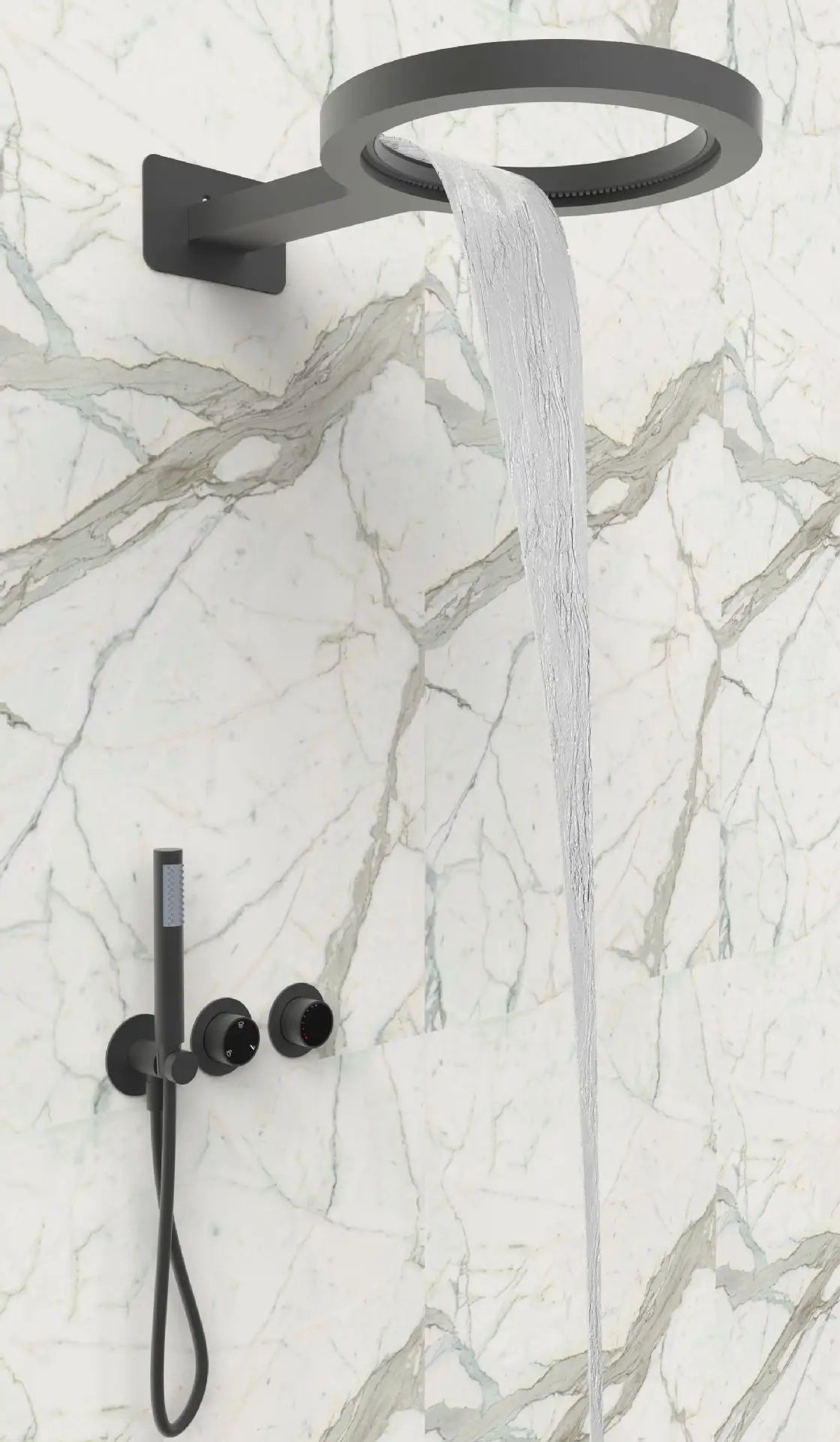 Solid Brass Round Rain Shower Faucet Set (Wall-Mount)