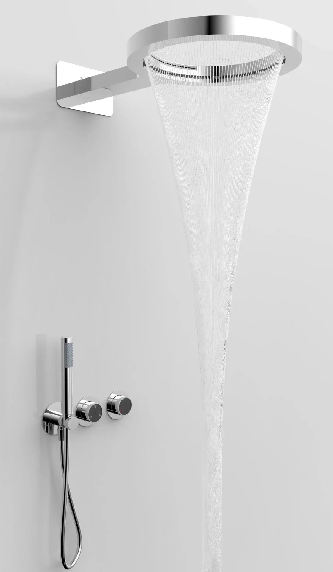 Solid Brass Round Rain Shower Faucet Set (Wall-Mount)