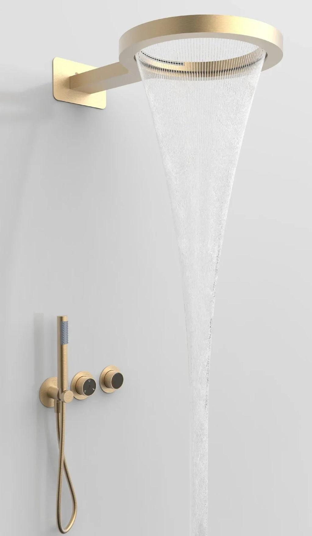 Solid Brass Round Rain Shower Faucet Set (Wall-Mount)