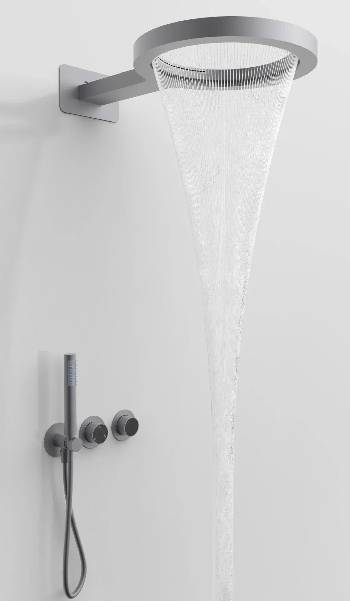 Solid Brass Round Rain Shower Faucet Set (Wall-Mount)