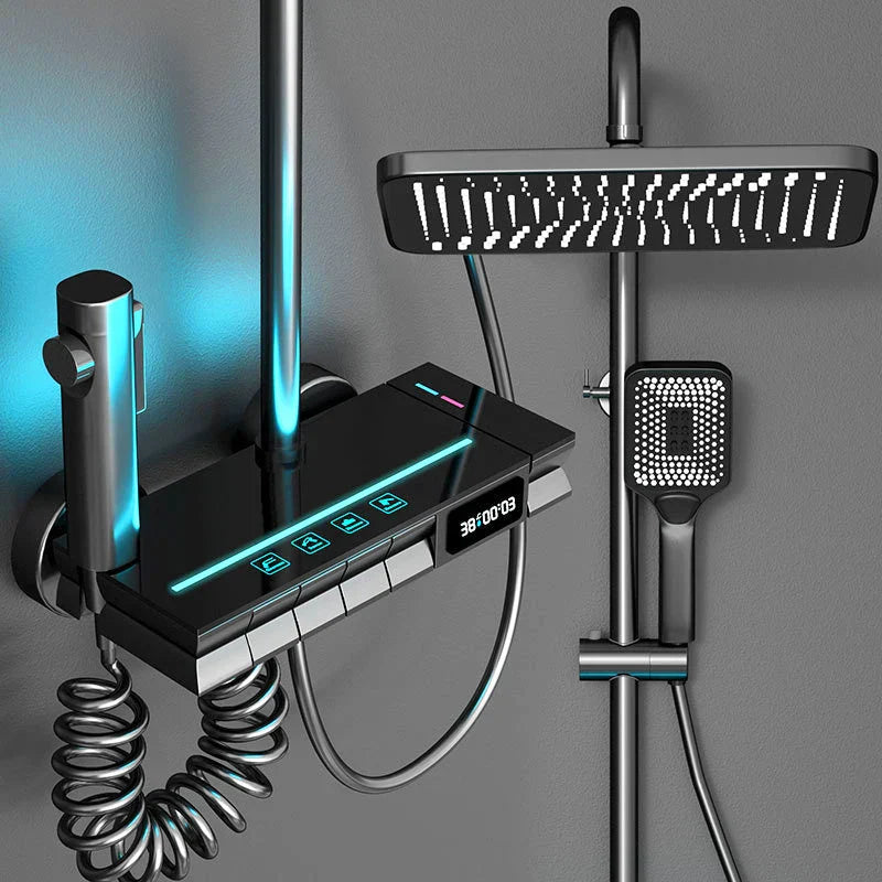 Solid Brass Thermostatic Shower Panel (Digital Temp Display)