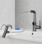 Solid Brass Water-Powered LED Waterfall Vanity Faucet