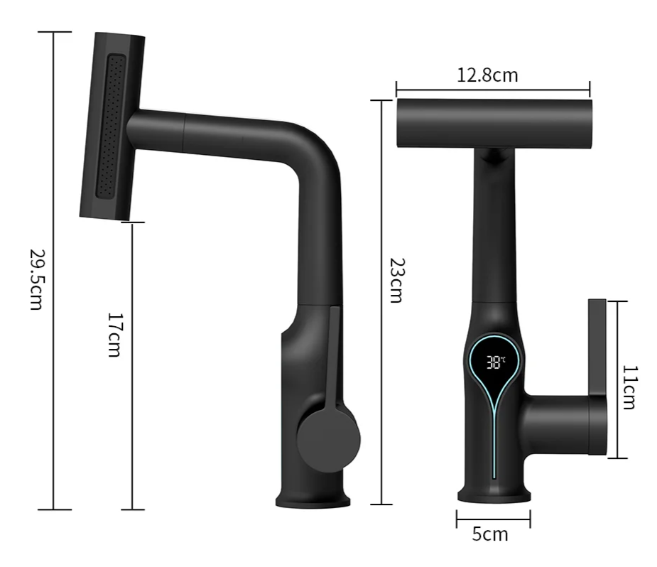Solid Brass Water-Powered LED Waterfall Vanity Faucet
