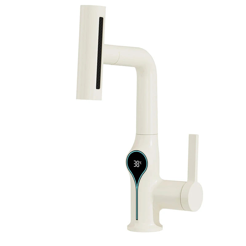 Solid Brass Water-Powered LED Waterfall Vanity Faucet