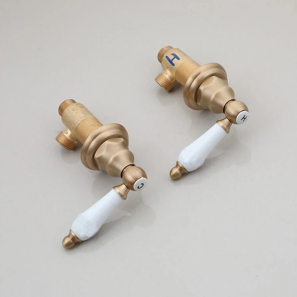 Solid Brass Waterfall Bathroom Faucet (Antique Brass, 3-Hole Widespread)