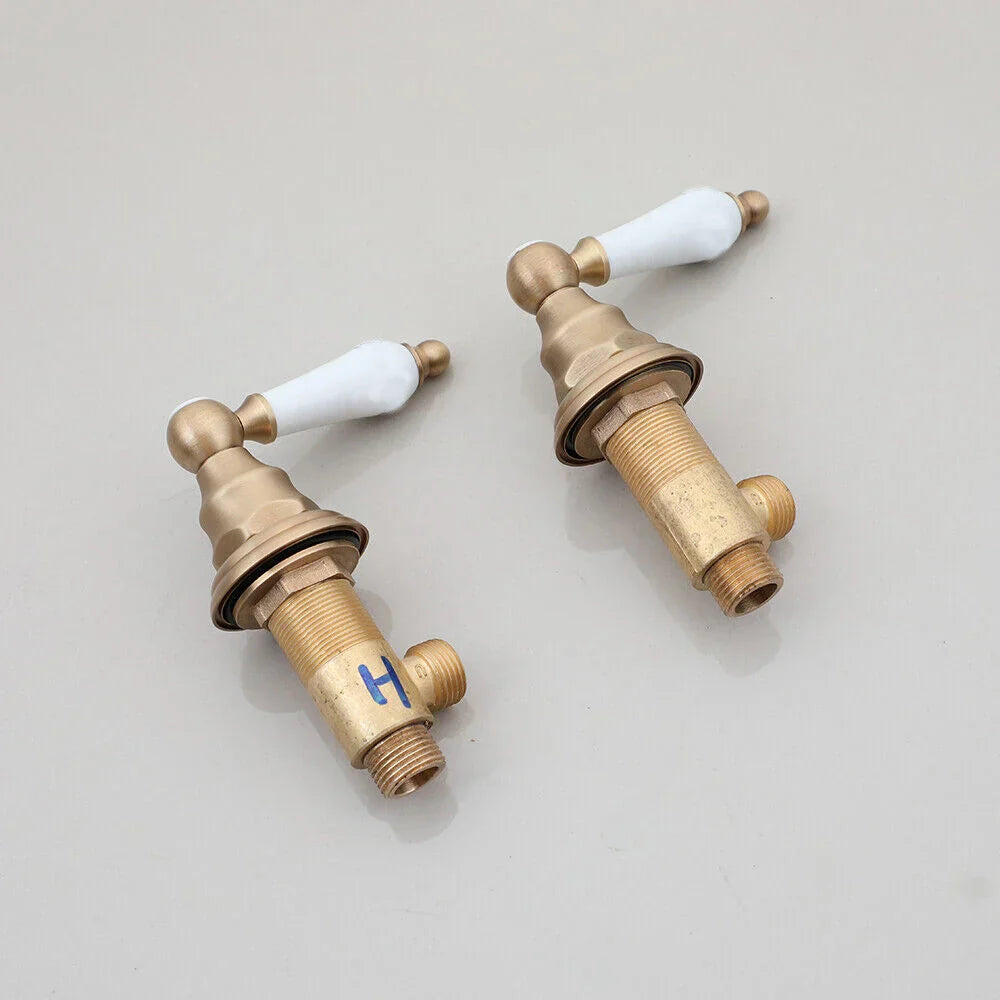 Solid Brass Waterfall Bathroom Faucet (Antique Brass, 3-Hole Widespread)