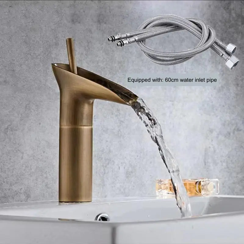 Solid Brass Waterfall Bathroom Faucet (Ceramic Disc Valve)