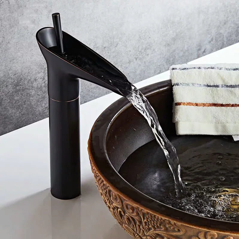Solid Brass Waterfall Bathroom Faucet (Ceramic Disc Valve)