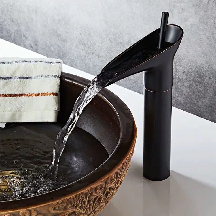 Solid Brass Waterfall Bathroom Faucet (Ceramic Disc Valve)