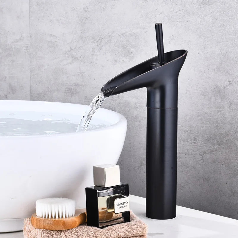 Solid Brass Waterfall Bathroom Faucet (Ceramic Disc Valve)
