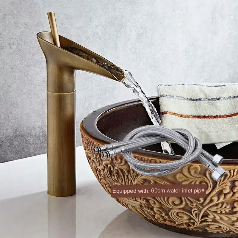 Solid Brass Waterfall Bathroom Faucet (Ceramic Disc Valve)