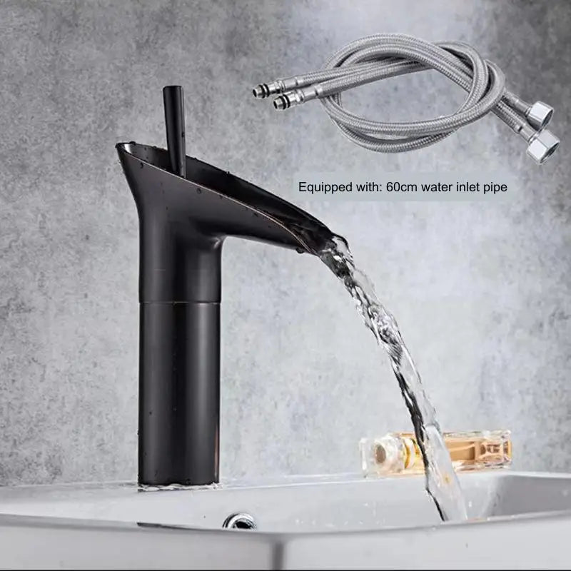 Solid Brass Waterfall Bathroom Faucet (Ceramic Disc Valve)
