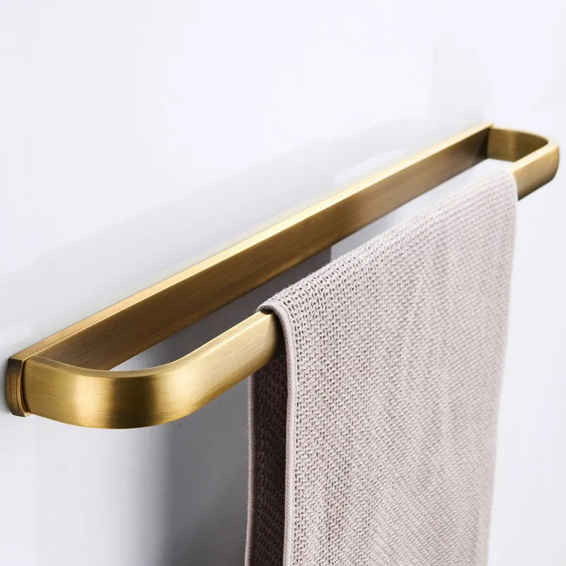 Solid Copper-Based Brushed Antique Brass Bathroom Hardware Set (5-Piece Wall-Mounted)