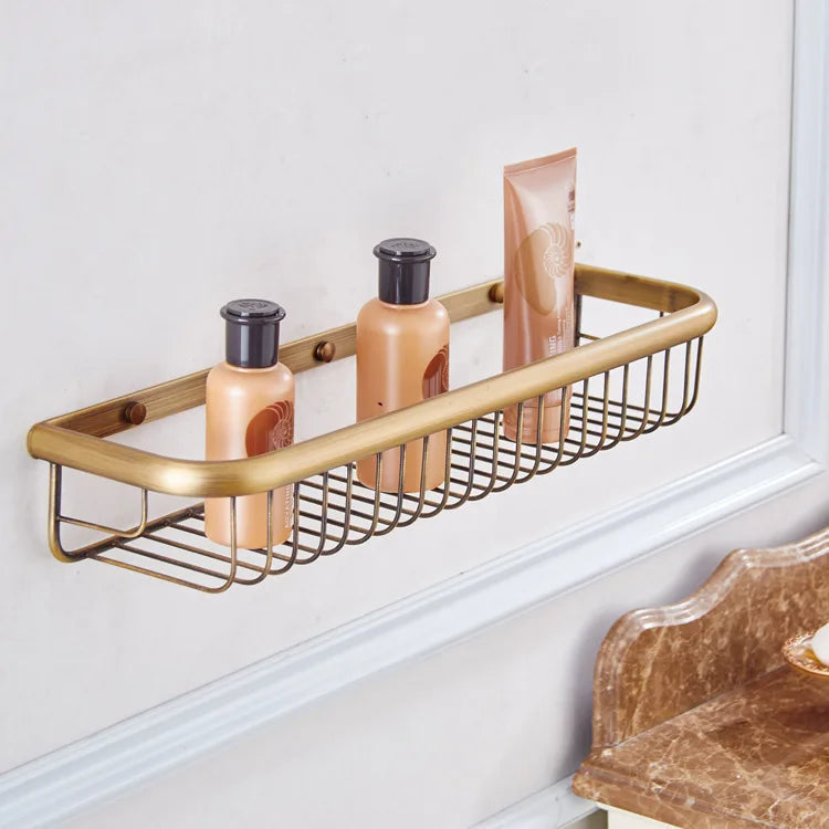 Solid Copper-Based Brushed Antique Brass Bathroom Hardware Set (5-Piece Wall-Mounted)