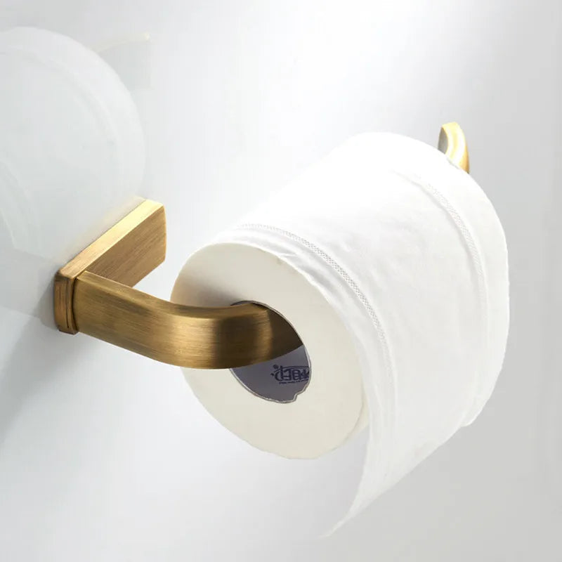 Solid Metal Brushed Antique Brass Bathroom Hardware Set (4-Piece)
