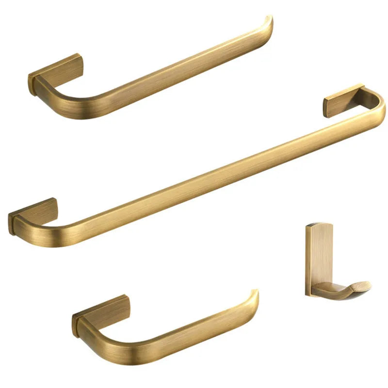 Solid Metal Brushed Antique Brass Bathroom Hardware Set (4-Piece)