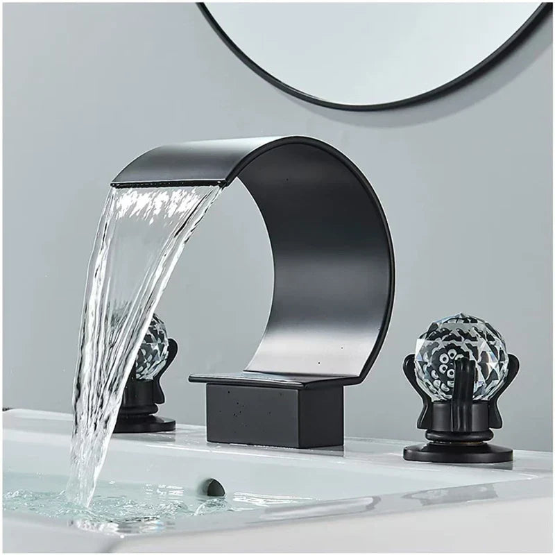 Solid Metal Dual-Handle Ceramic Disc Bathroom Faucet (8" Widespread)