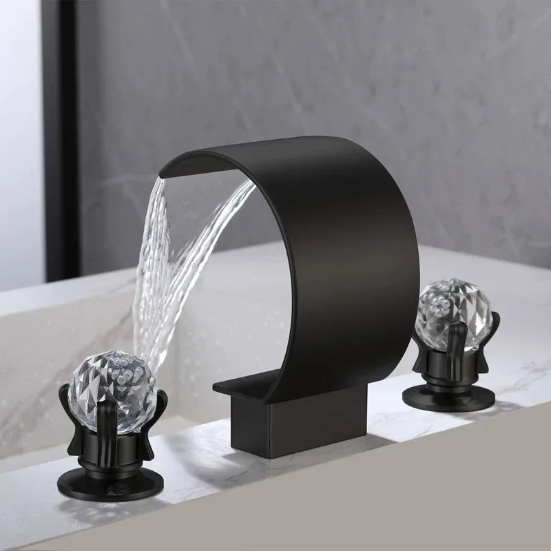 Solid Metal Dual-Handle Ceramic Disc Bathroom Faucet (8" Widespread)