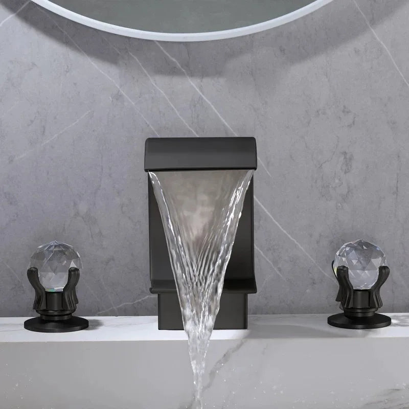 Solid Metal Dual-Handle Ceramic Disc Bathroom Faucet (8" Widespread)