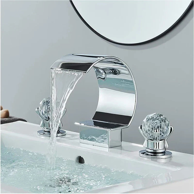 Solid Metal Dual-Handle Ceramic Disc Bathroom Faucet (8" Widespread)