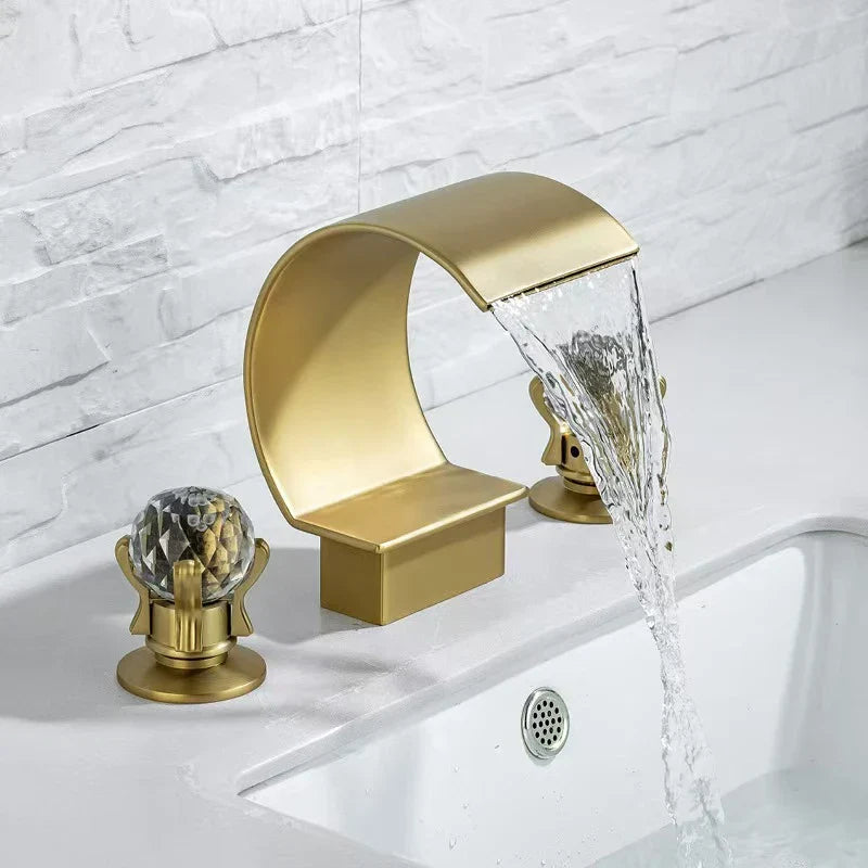 Solid Metal Dual-Handle Ceramic Disc Bathroom Faucet (8" Widespread)