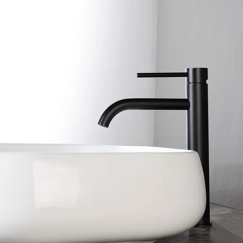 Solid Stainless Steel High-Arc Vessel Faucet (Single-Handle)