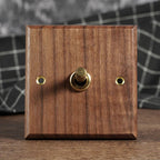 Solid Walnut & Knurled Brass Toggle Wall Switch (Optional USB)