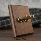 Solid Walnut & Knurled Brass Toggle Wall Switch (Optional USB)
